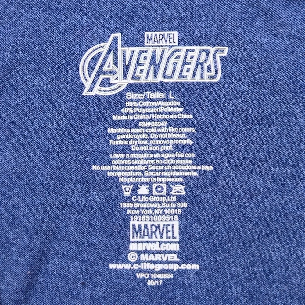 Marvel Avengers Captain America Blue Zip Hoodie Men's Large Lightweight - Picture 5 of 6